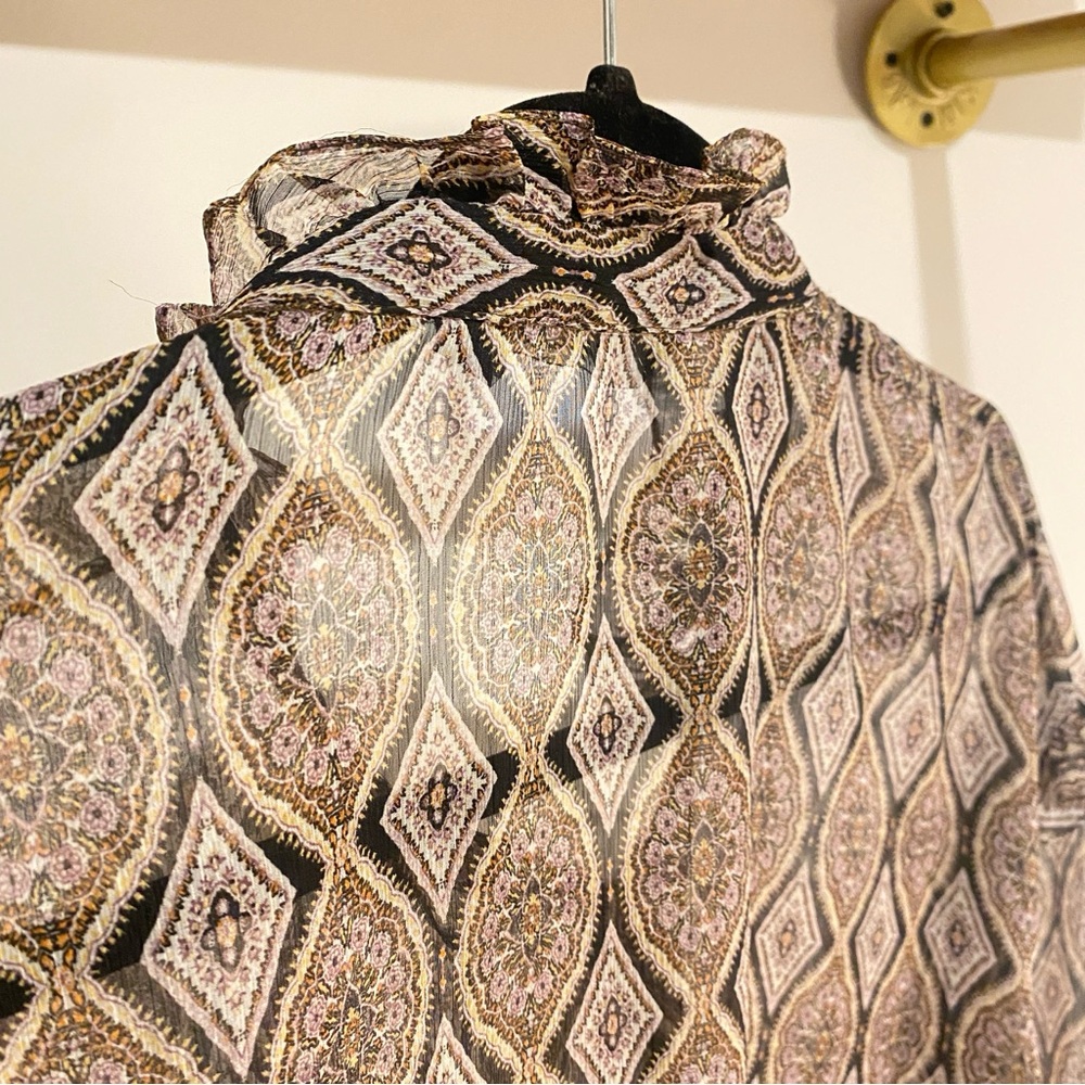 ZARA - Bohemian Sheer Paisley Flowy Blouse - size M - Picture 8 of 12